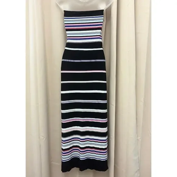 WHBM Convertible Multi-color Stripe Maxi Skirt/Dress Black Size S - Picture 2 of 9